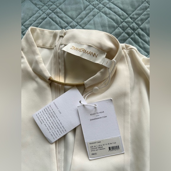 NWT Zimmermann Ivory Pendant Top Sz AU 1 Small Sleeveless Vneck - Picture 9 of 13